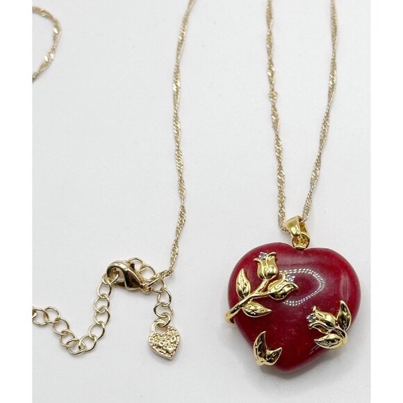 Danbury Mint Love Everlasting Dyed Jade‎ and Diamond Heart Pendant - Picture 1 of 2